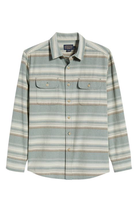 Beach Shack Stripe Brushed Cotton Button-Up Shirt