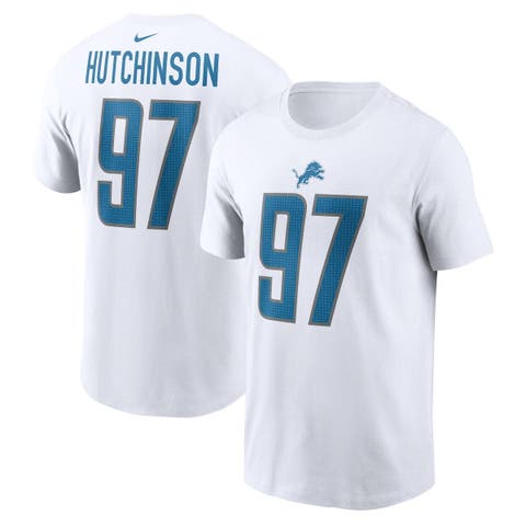 Men's Nike Aidan Hutchinson  White Detroit Lions  Player Name & Number T-Shirt