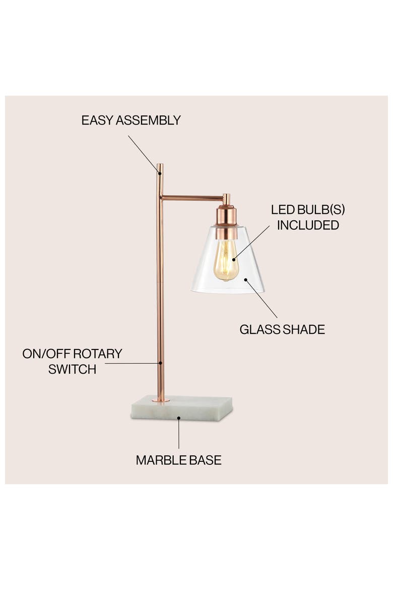 Lorena 22.25" Modern Glam Metal/Marble LED Table Lamp, Copper, Alternate, color, Copper