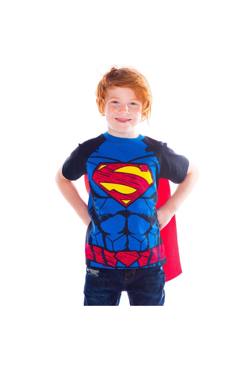 Justice League Tee with Detachable Cape, Alternate, color, Superman Blue