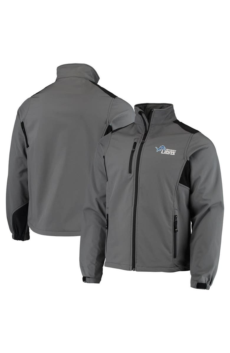 DUNBROOKE Men's Dunbrooke Charcoal Detroit Lions Circle Softshell Fleece Full-Zip Jacket, Main, color, 