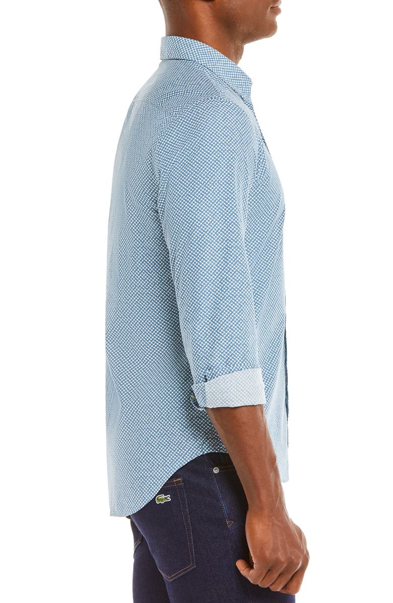 Lacoste Slim Fit Tennis Ball Print Button-Up Shirt, Alternate, color, 