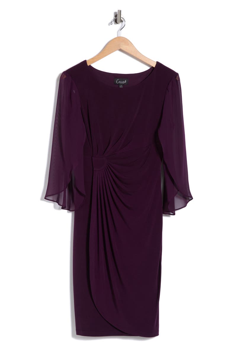 Sheer Sleeve Dress, Alternate, color, AUBERGINE
