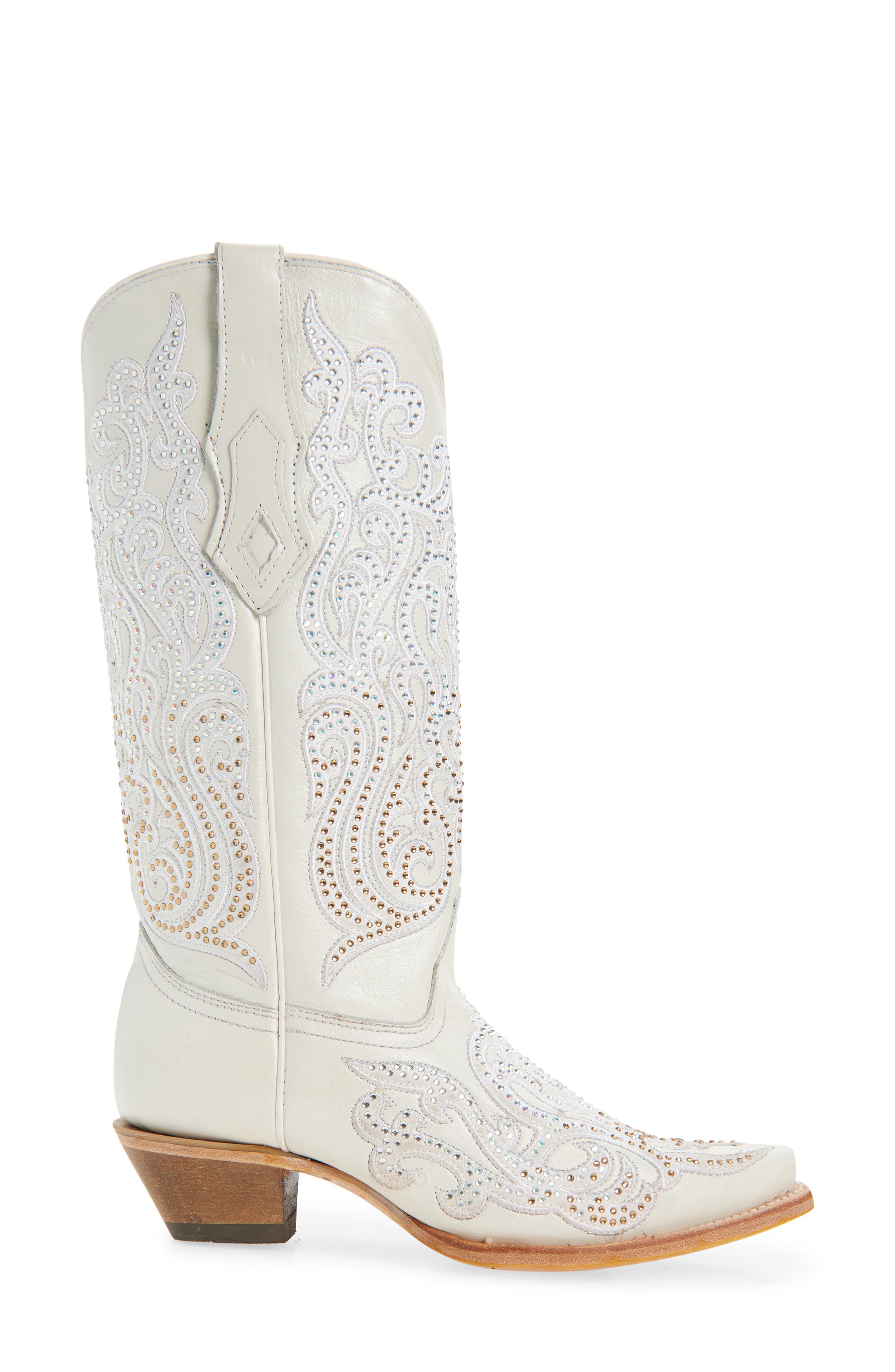 CORRAL Crystal & Embroidered Western Boot, Alternate, color, 