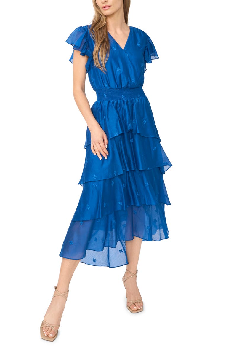 Tiered Midi Dress, Main, color, BLUEBERRY