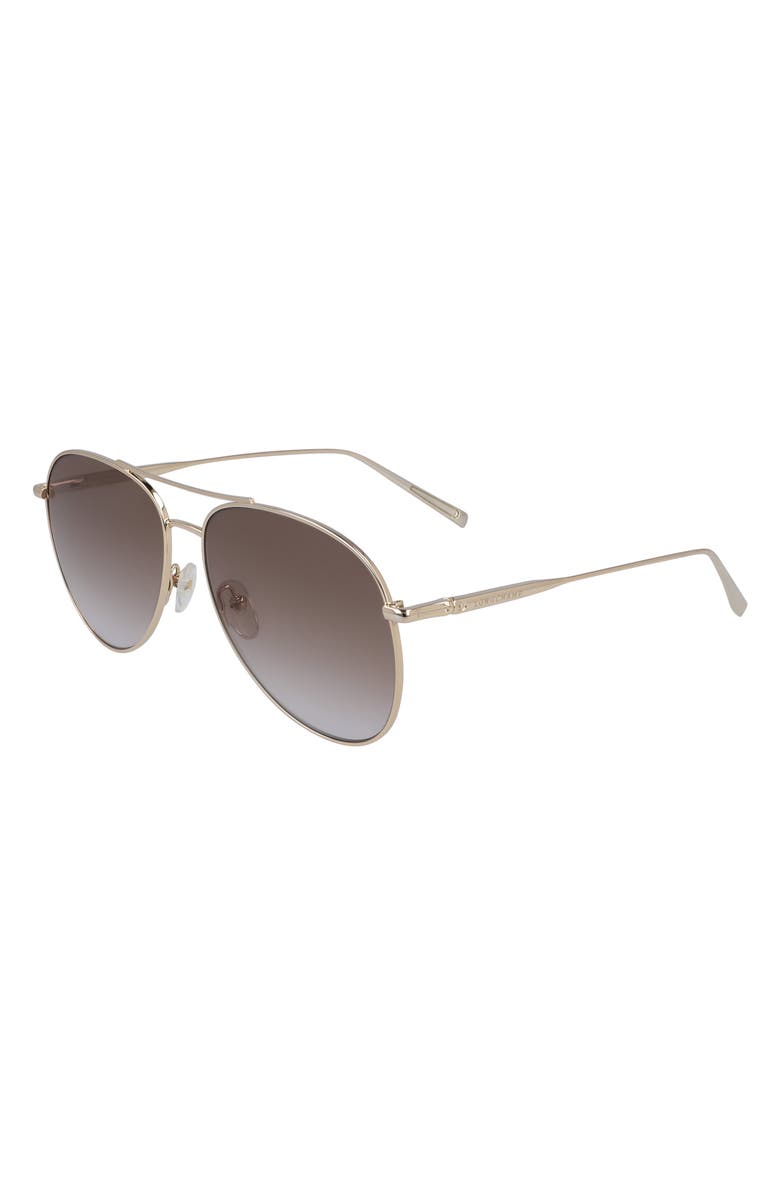 Longchamp Classic 59mm Gradient Aviator Sunglasses, Main, color, Gold/ Brown Gradient