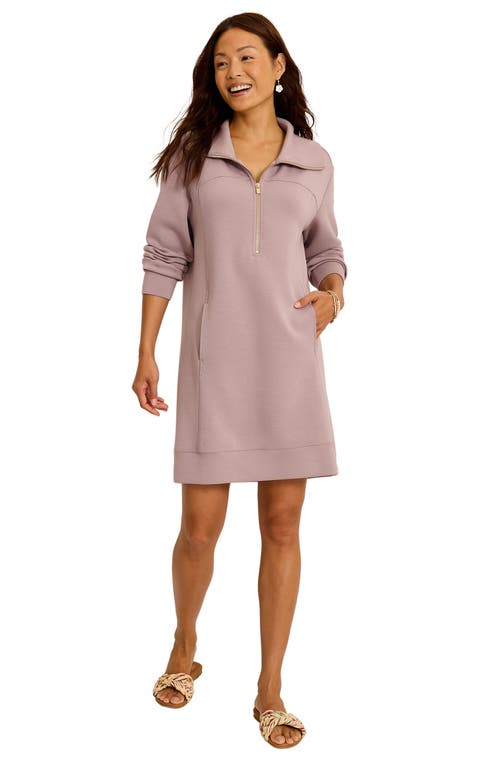 Tommy Bahama Palm Voyage Half-zip Long Sleeve Sweatshirt Dress In Brown