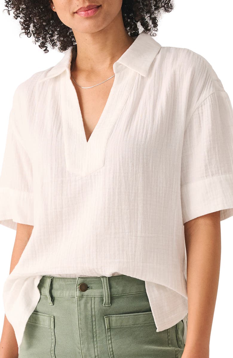 Faherty Dream Organic Cotton Gauze Popover Top, Main, color, 