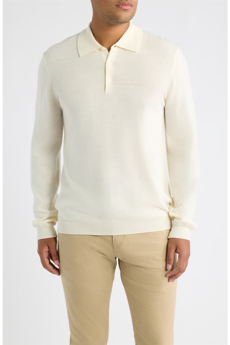 Merino Wool Polo Sweater, Main, color, CHALK