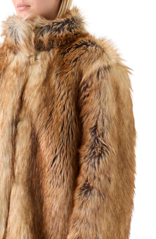 Akris Punto Stand Collar Faux Fur Coat In Brown