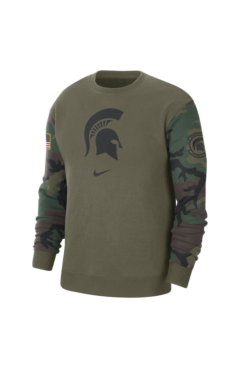 Nike Men's Nike  Olive Michigan State Spartans Military Pack Club Pullover Sweatshirt, Alternate, color, 