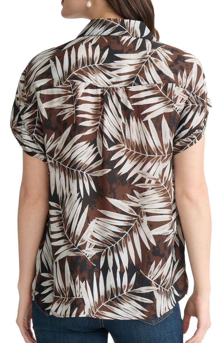 Jones New York Print Short Sleeve Shirt, Alternate, color, Fudge Multi