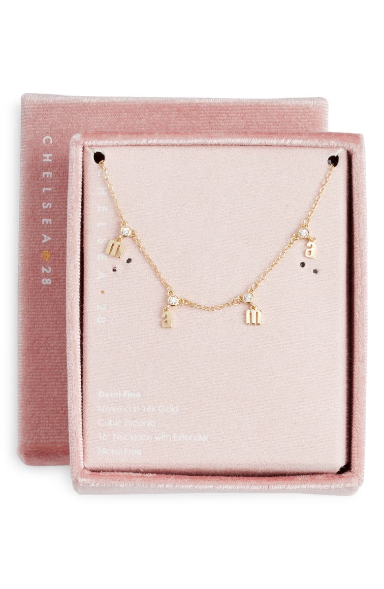 Chelsea28 Demi Fine Cubic Zirconia Mama Charm Necklace, Main, color, Clear- Gold