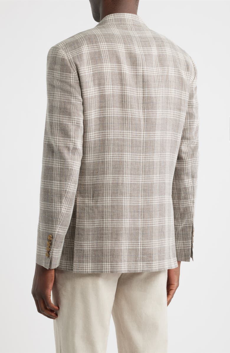 Nordstrom Henrik Trim Fit Plaid Slub Linen & Cotton Blend Sport Coat, Alternate, color, Tan Enzo Plaid