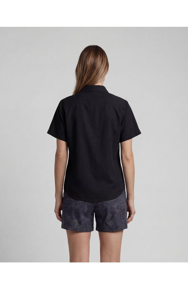 Lords of Harlech Womens Short Sleeve Linen Shirt, Alternate, color, Black