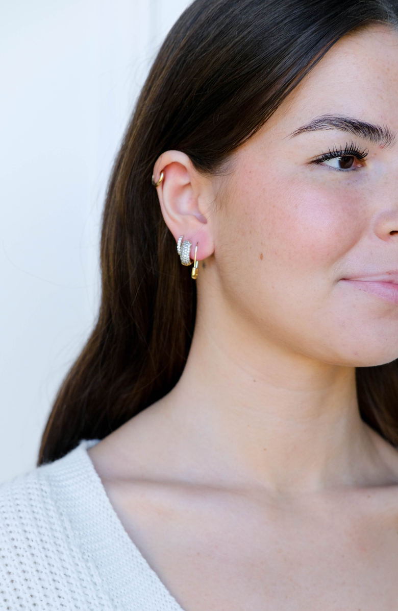 Nickel & Suede Safety Pin Threader Earrings, Alternate, color, Silver