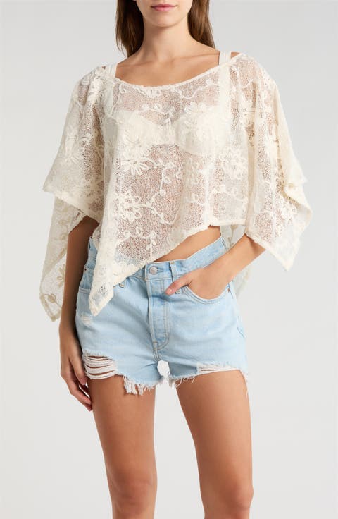 India Floral Openwork Poncho