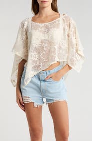 PacSun India Floral Openwork Poncho