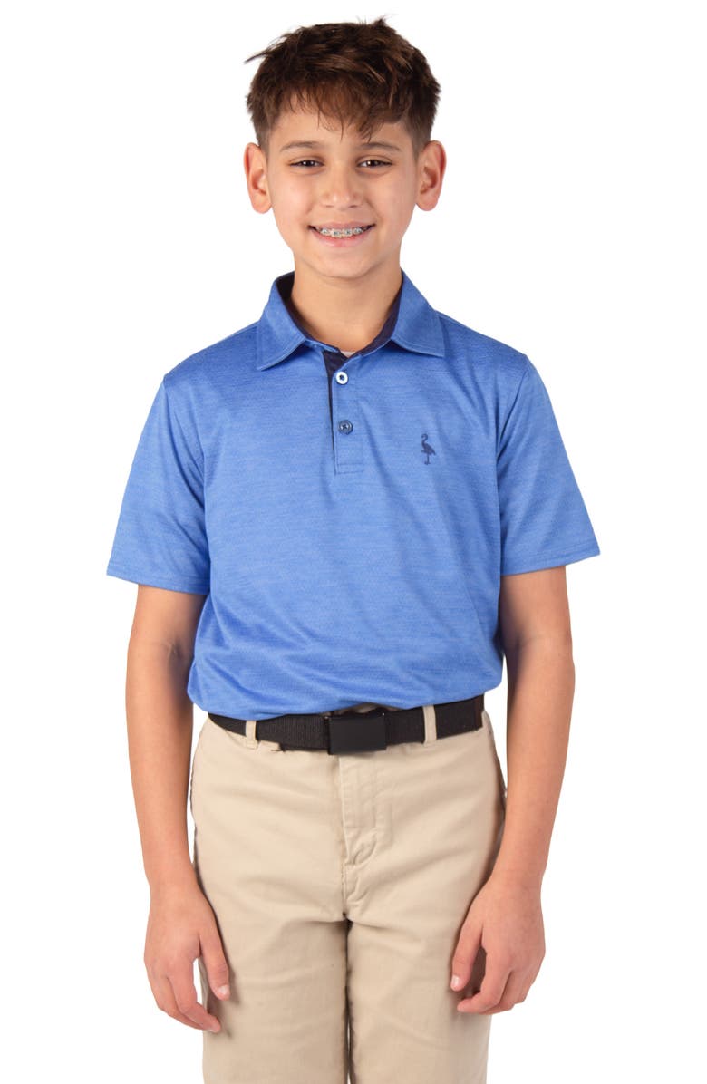 TailorByrd Kids' Mélange Mesh Performance Polo, Alternate, color, Blue