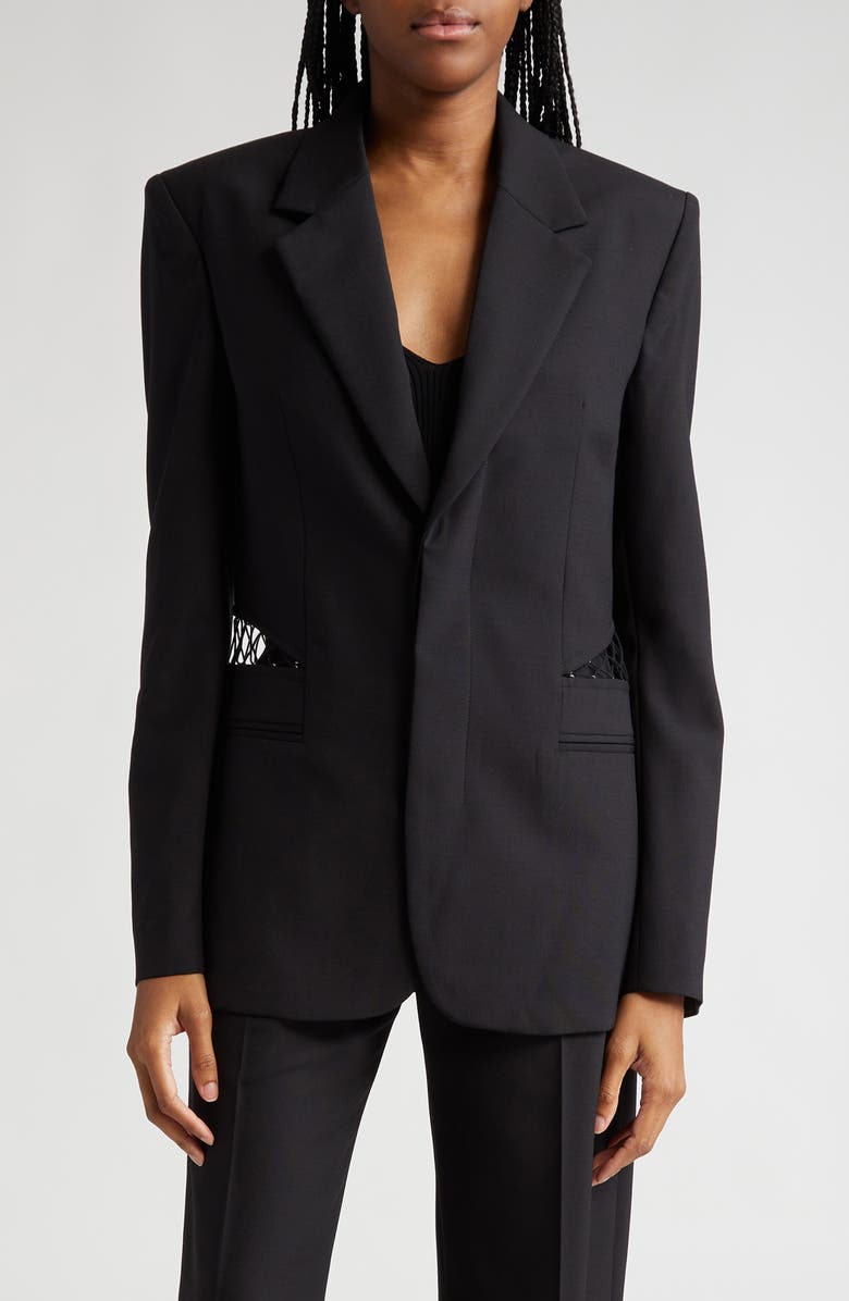 Dion Lee Lacing Detail Cutout Wool Blazer, Main, color, 