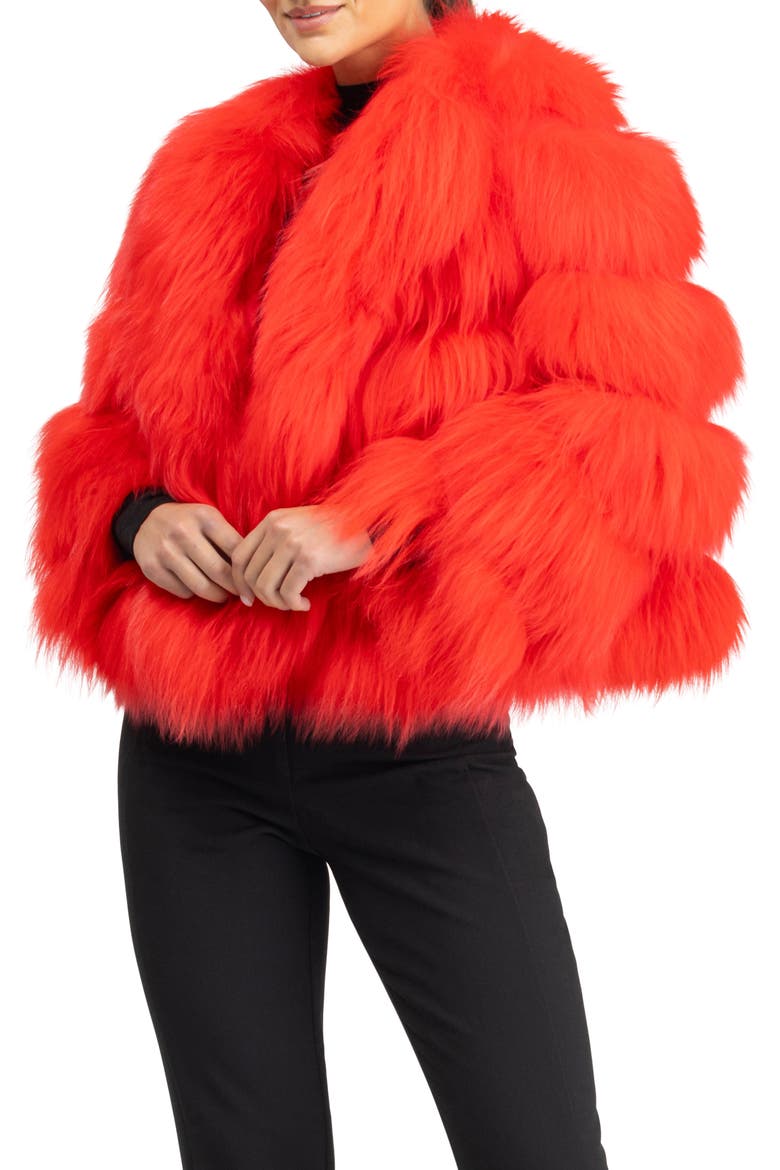 Genuine Shearling Jacket, Alternate, color, RED