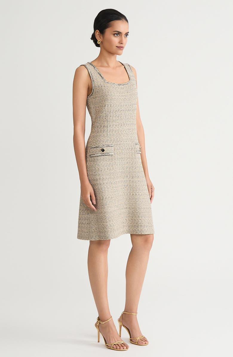 Ming Wang x Tanya Foster Shimmer Tweed A Line Dress, Alternate, color, Gold/Black
