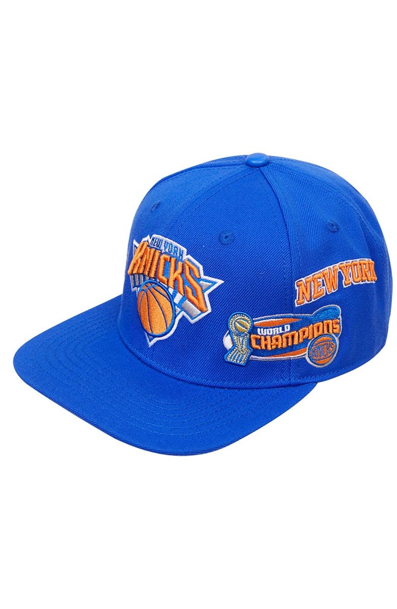 Post Men's Royal New York Knicks Championship Capsule Snapback Hat, Main, color, 