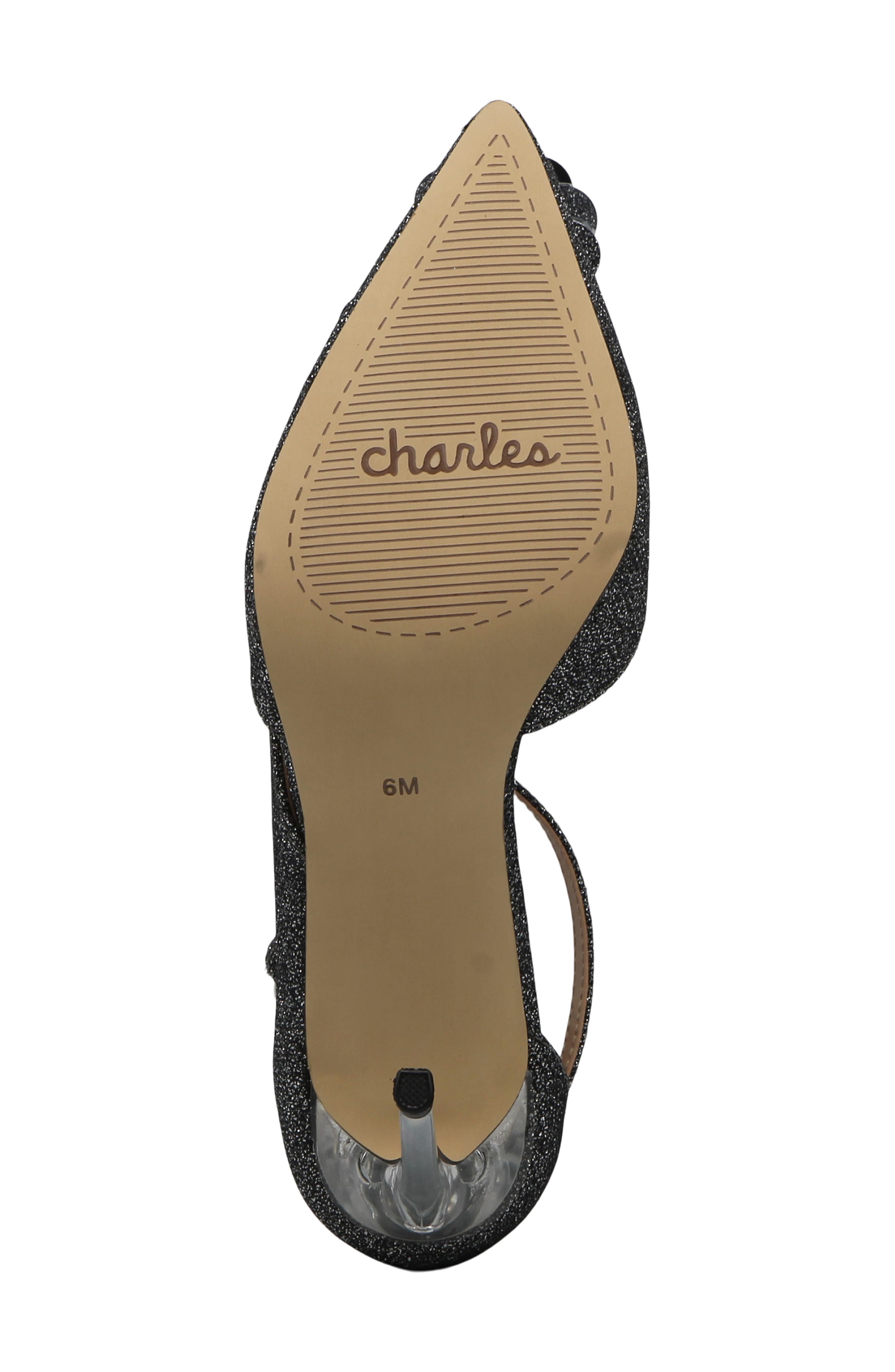 Charles by Charles David Rae Ankle Strap Half d
Orsay Pointed Toe Pump, Alternate, color, Black-Sparkle