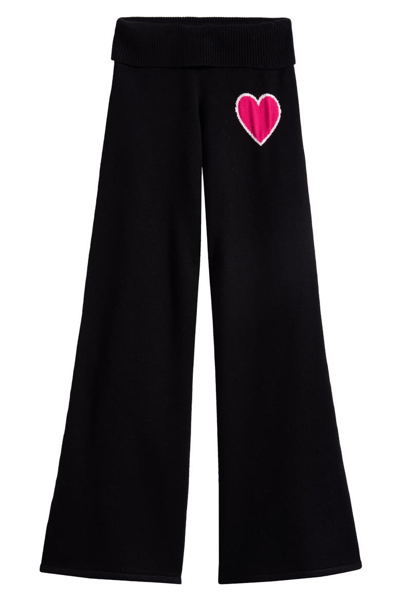 Kids' Fold Over Heart Wide Leg Pants, Main, color, BLACK