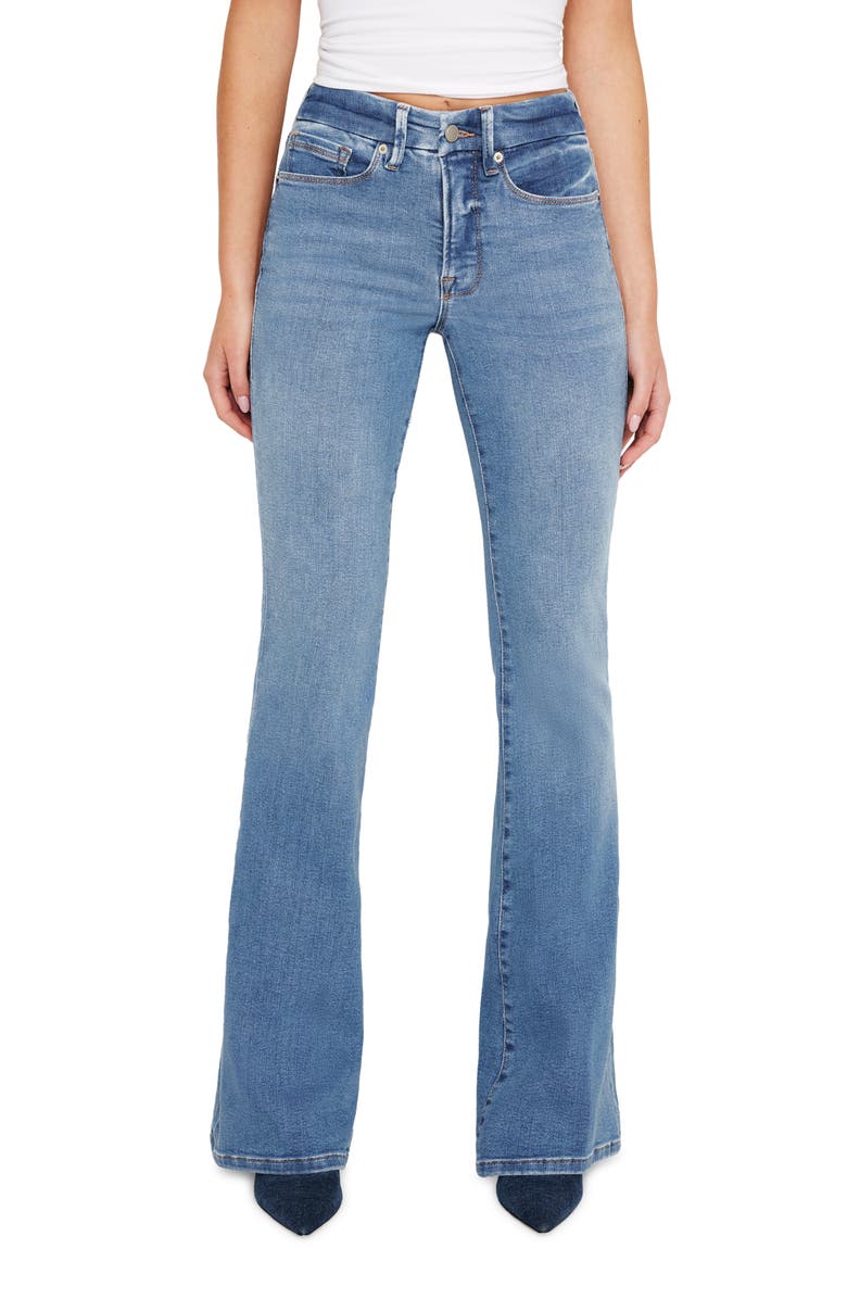 Good American Good Legs Flare Jeans, Main, color, Indigo456