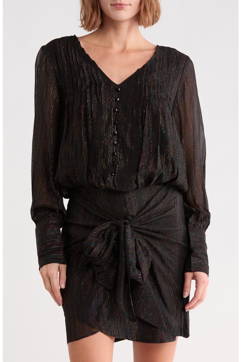 Judy Rainbow Metallic V-Neck Blouse, Main, color, BLACK MULTI