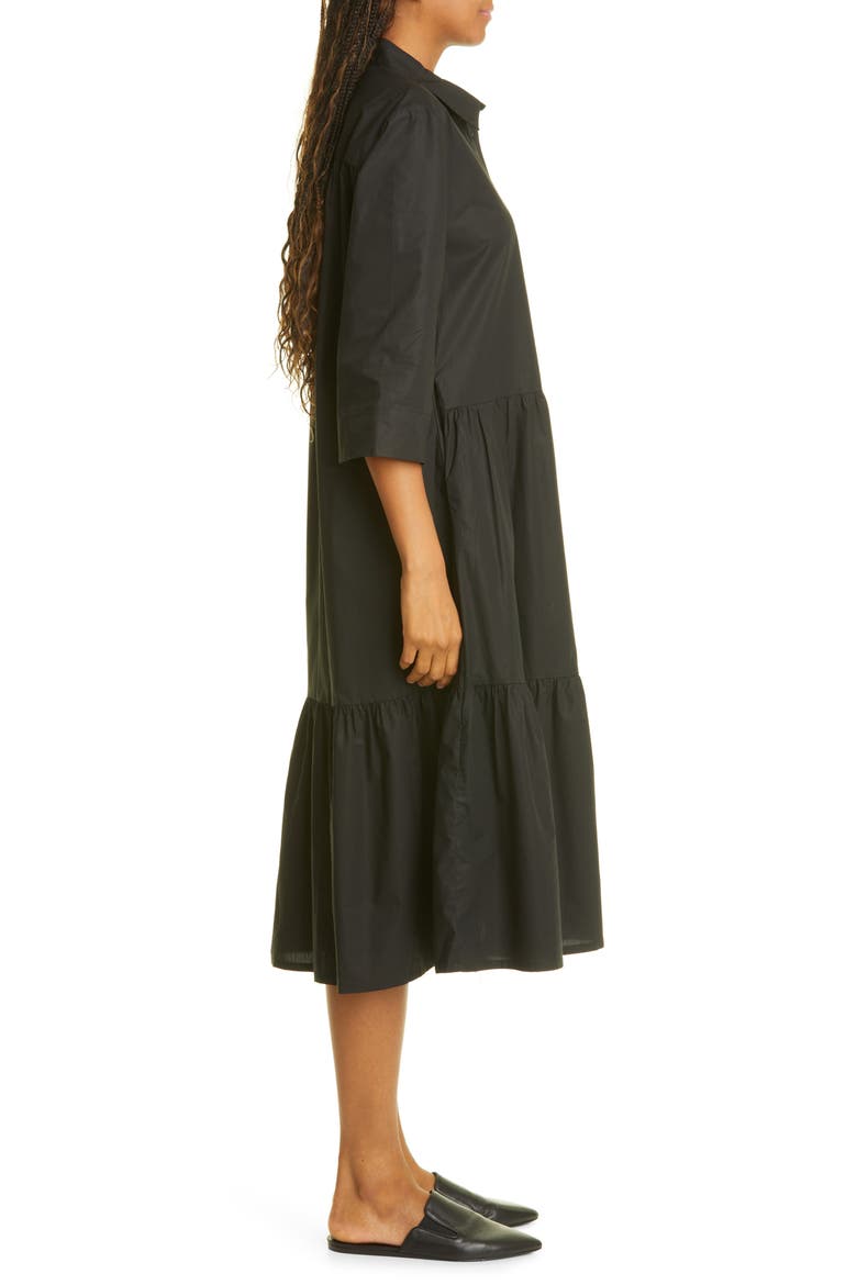 Cotton Shirtdress, Alternate, color, BLACK