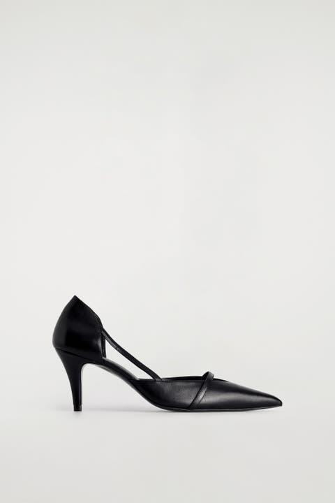 Strap-detail Leather Pumps