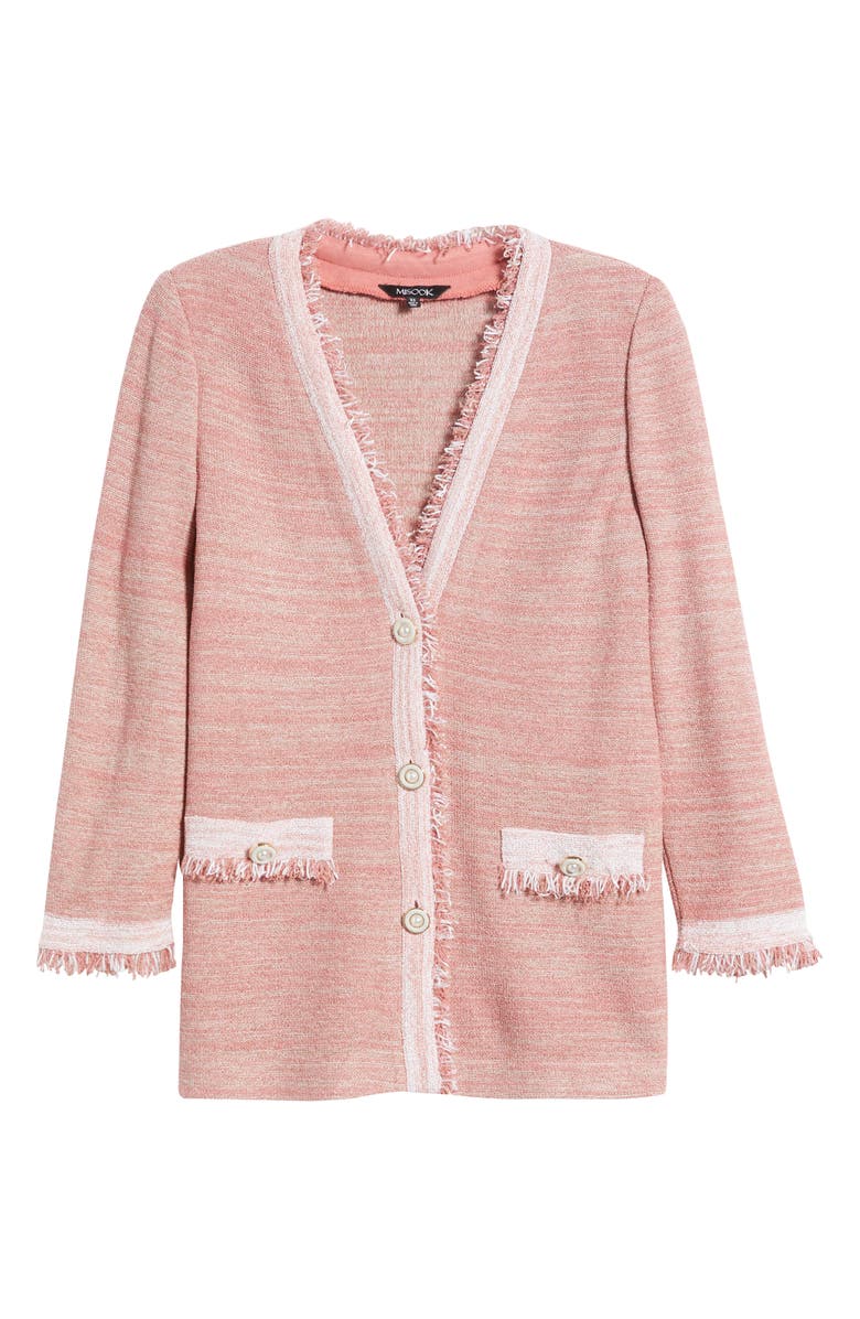 Misook Heritage Fringe Trim Melange Jacket, Alternate, color, Honey Suckle/ Charmeuse