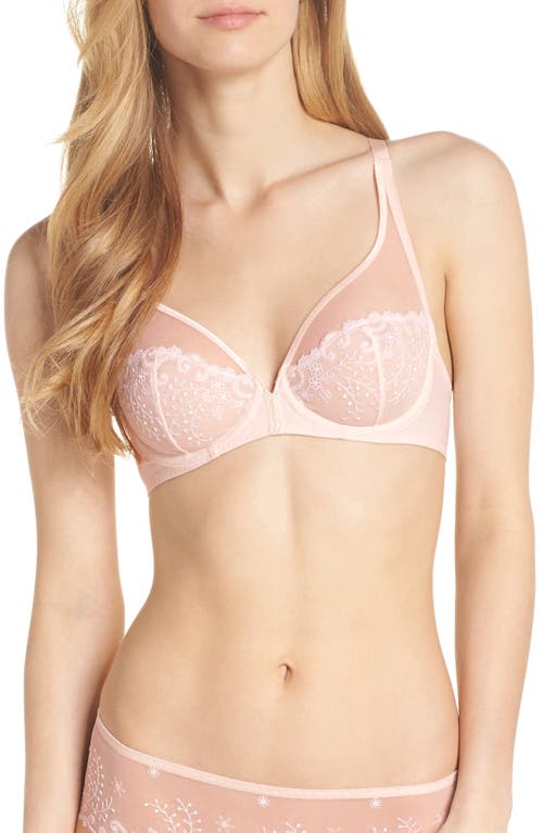 Simone Perele Delice Sheer Underwire Plunge Bra in Blush at Nordstrom, Size 36C