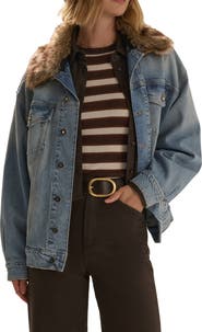 Favorite Daughter The Oversized Bowery Faux Fur Collar Jacket