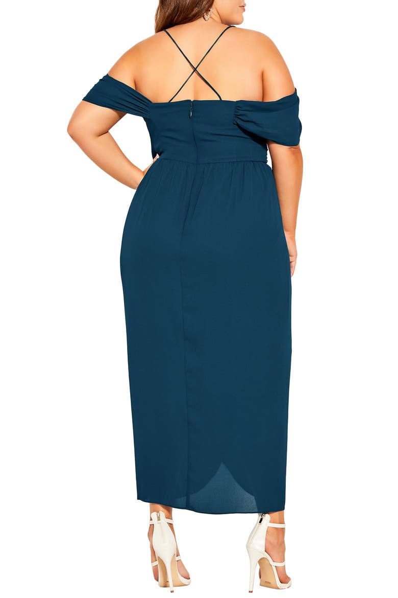 Cold Shoulder Midi Dress, Alternate, color, EMERALD