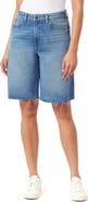 Kensie Relaxed Fit Raw Hem Denim Shorts