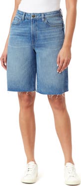 Kensie Relaxed Fit Raw Hem Denim Shorts