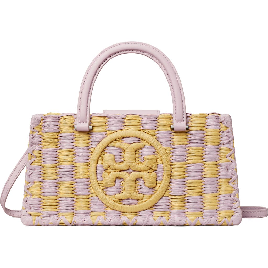 Tory Burch Ella Checkered Crochet Top-handle Bag In Pale Purple