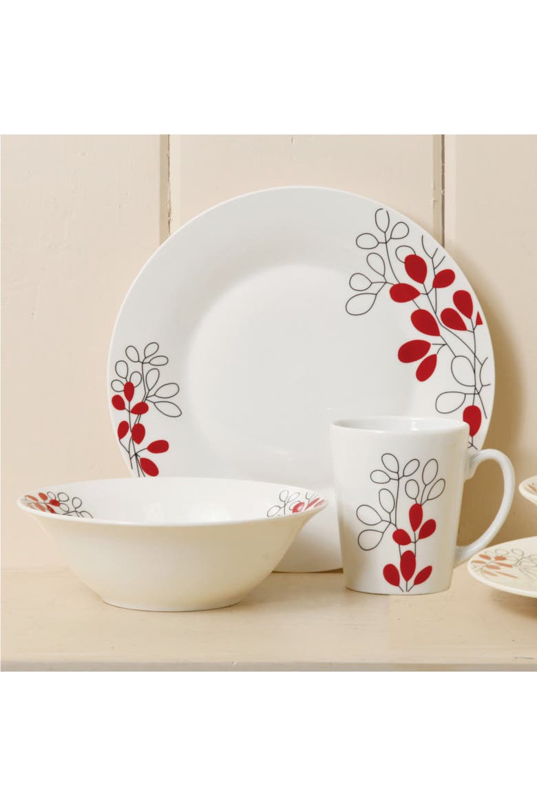 Scarlet Leaves 12 pc Dinnerware Set, Alternate, color, White