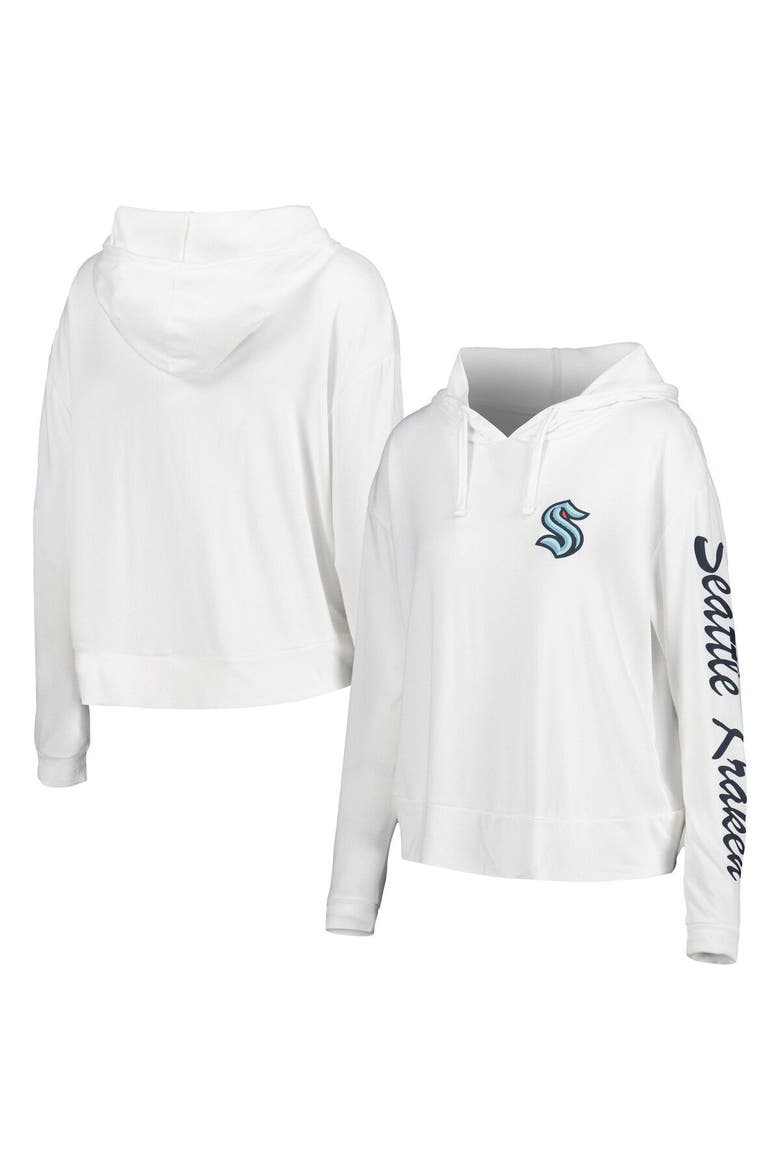 Women's Concepts Sport Cream Seattle Kraken Accord Hacci Long Sleeve Hoodie T-Shirt, Main, color, White
