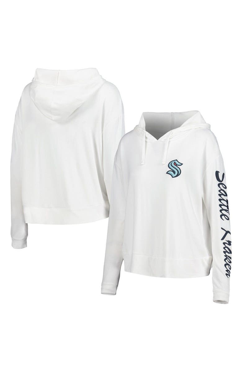 CONCEPTS SPORT Women's Concepts Sport Cream Seattle Kraken Accord Hacci Long Sleeve Hoodie T-Shirt, Main, color, White