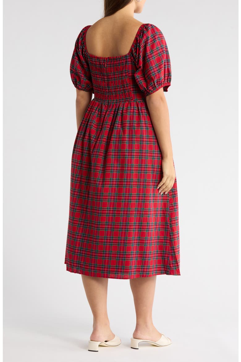 Arvada Plaid Puff Sleeve Dress, Alternate, color, RED-MULTI