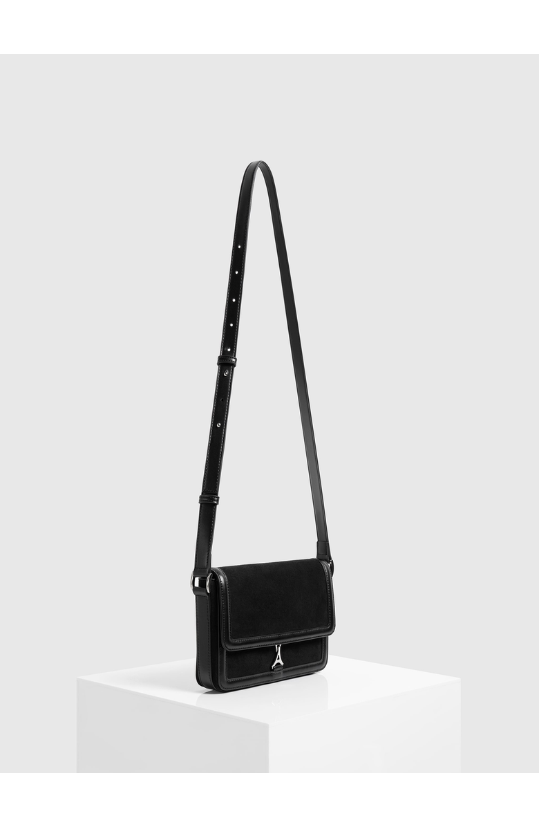 Manière De Voir Suede & Leather Crossbody Bag, Alternate, color, Black