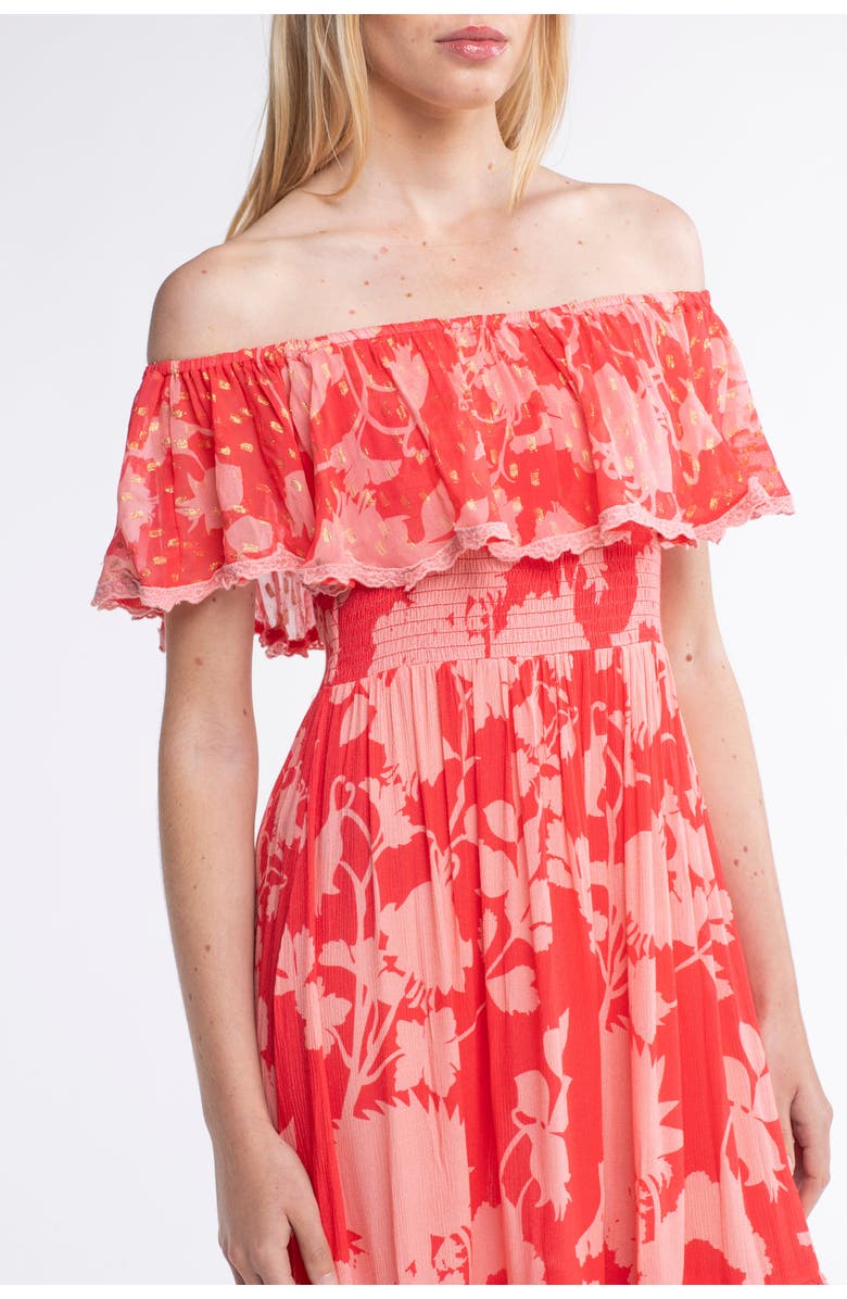 Sunday St. Tropez Georgia Cover-Up Maxi Flower Dress, Alternate, color, Red