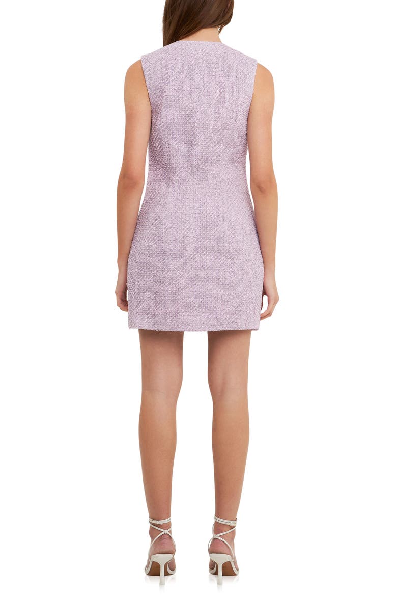 Sleeveless Tweed Minidress, Alternate, color, LILAC