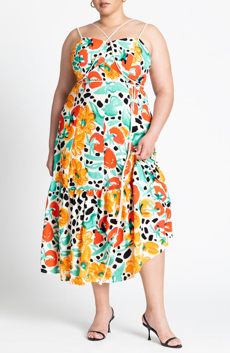 ELOQUII Strappy Tiered Maxi Dress, Main, color,