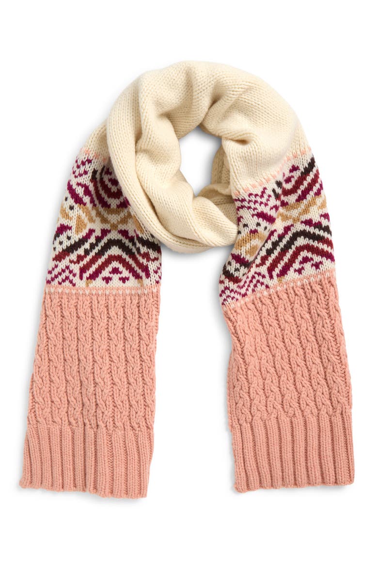 Mountain Fair Isle Scarf, Main, color, MISTY ROSE