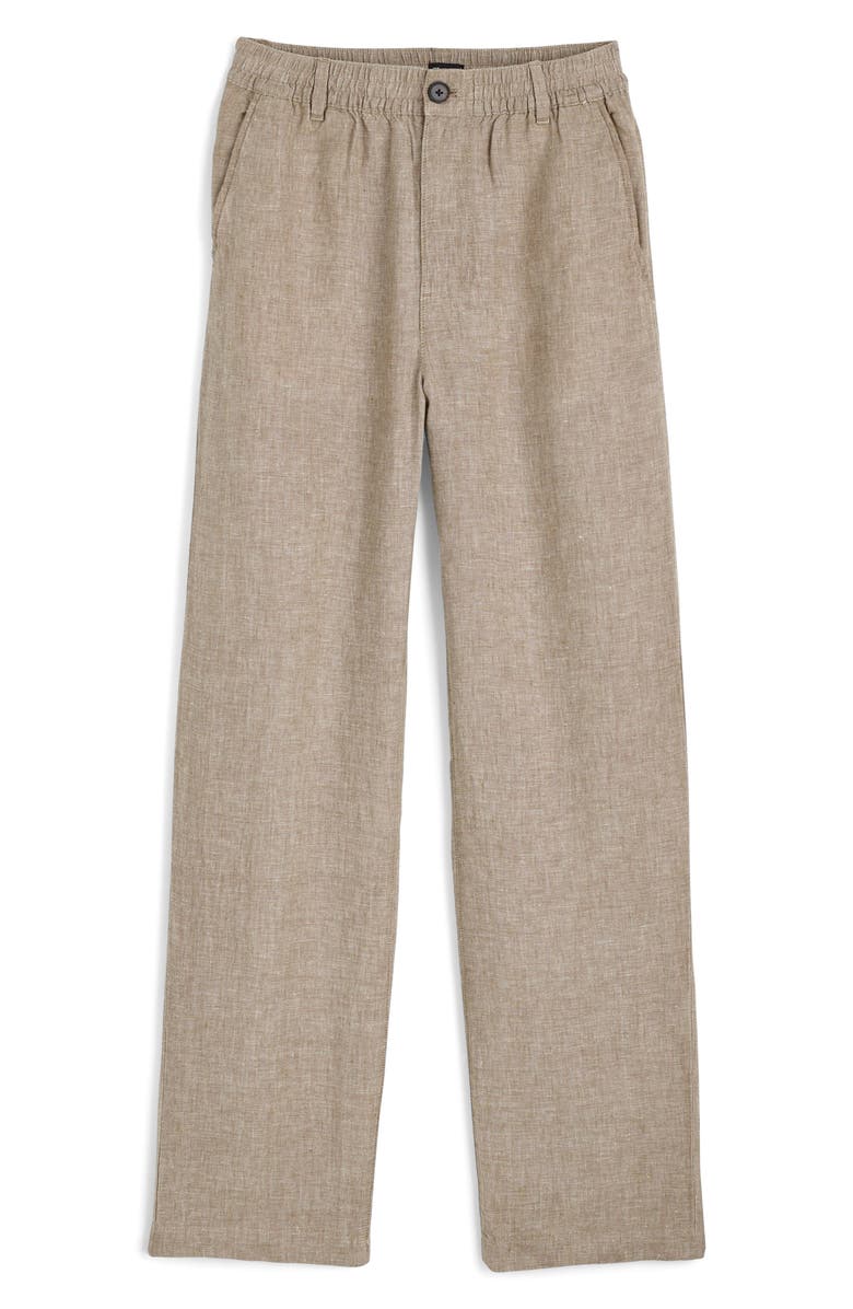 Madewell Elastic Waist Straight Leg Linen Pants, Alternate, color,